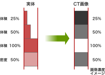 撮影スライス厚違いによるセラミック球の形状